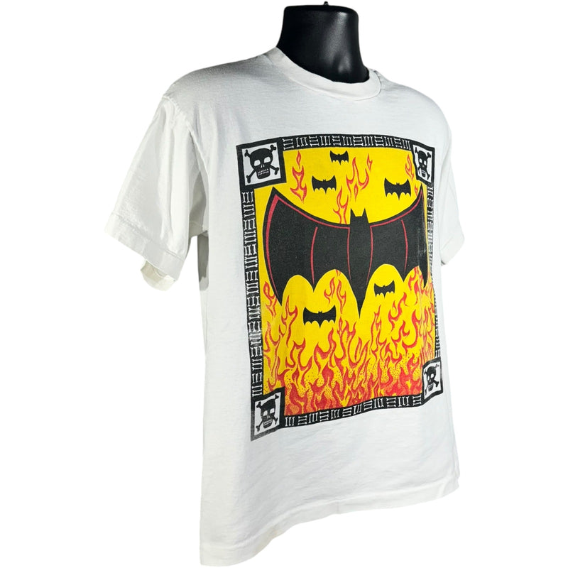 Vintage Bats In Flames Halloween Tee 90's