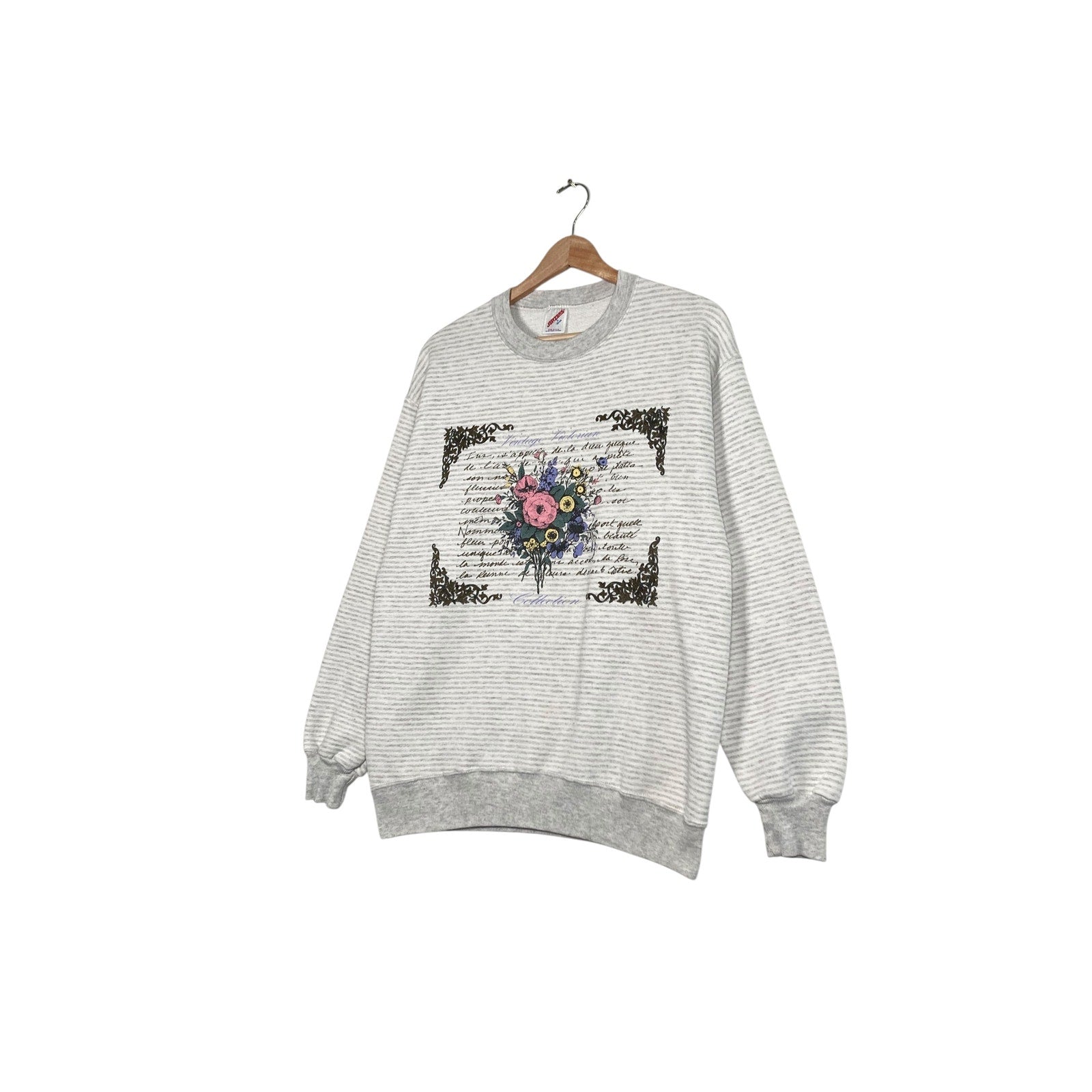 Vintage Striped Flower Bouquet Crewneck