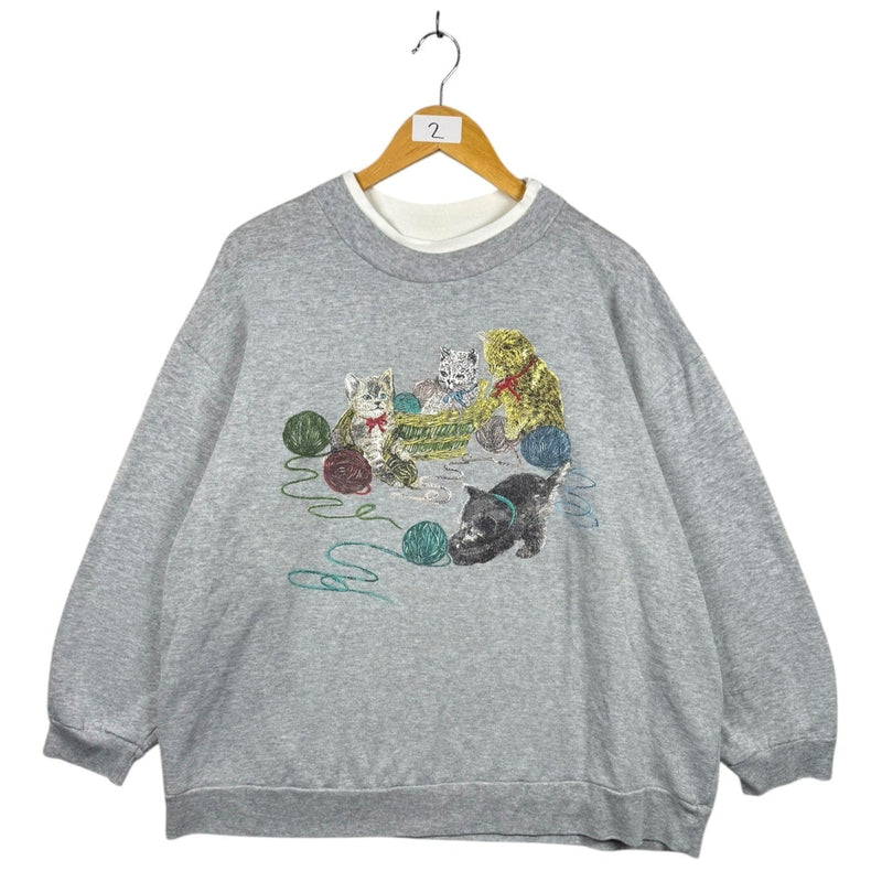 Vintage Kittens Playing Yarn Women's Crewneck