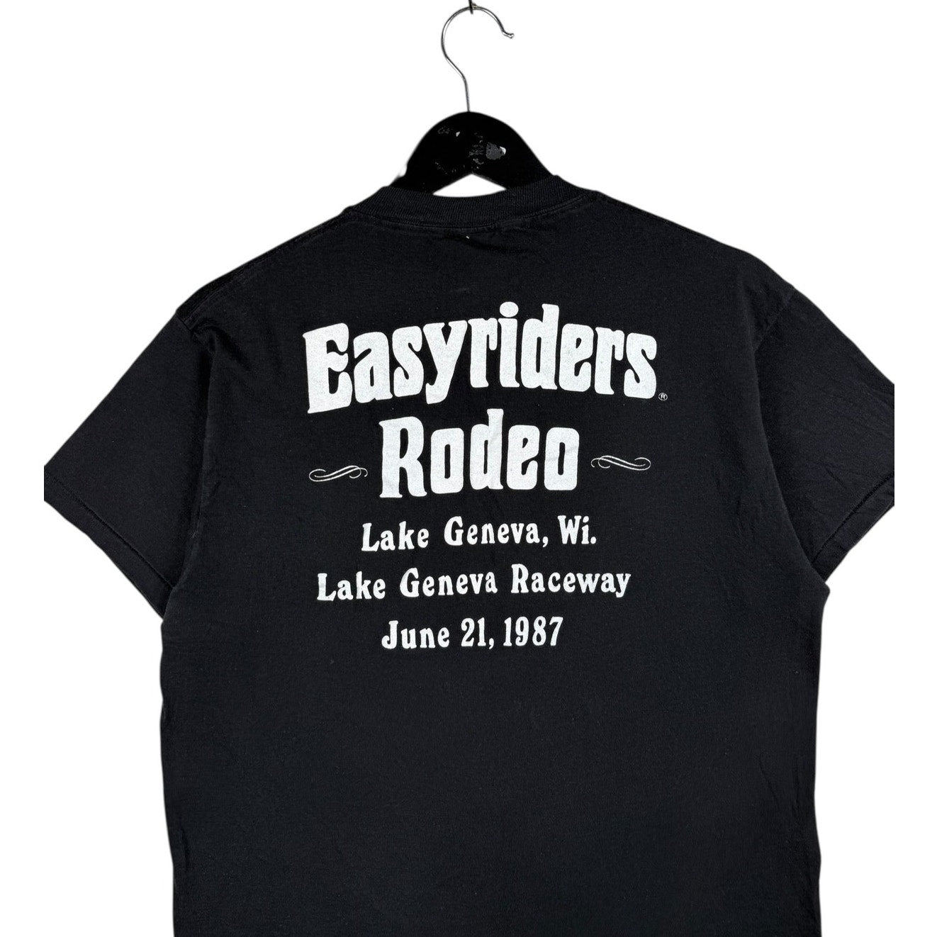Vintage 3D Emblem Easyriders Rodeo Skull Graphic T-Shirt