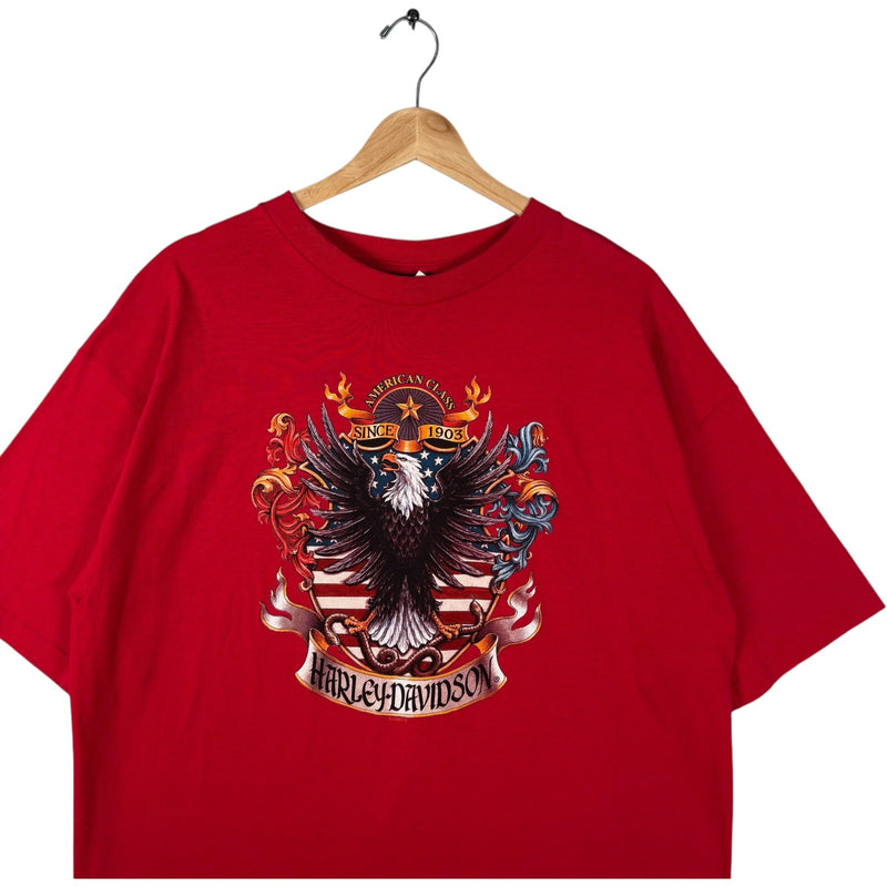 Vintage Harley Davidson Eagle Crest American Flag Tee