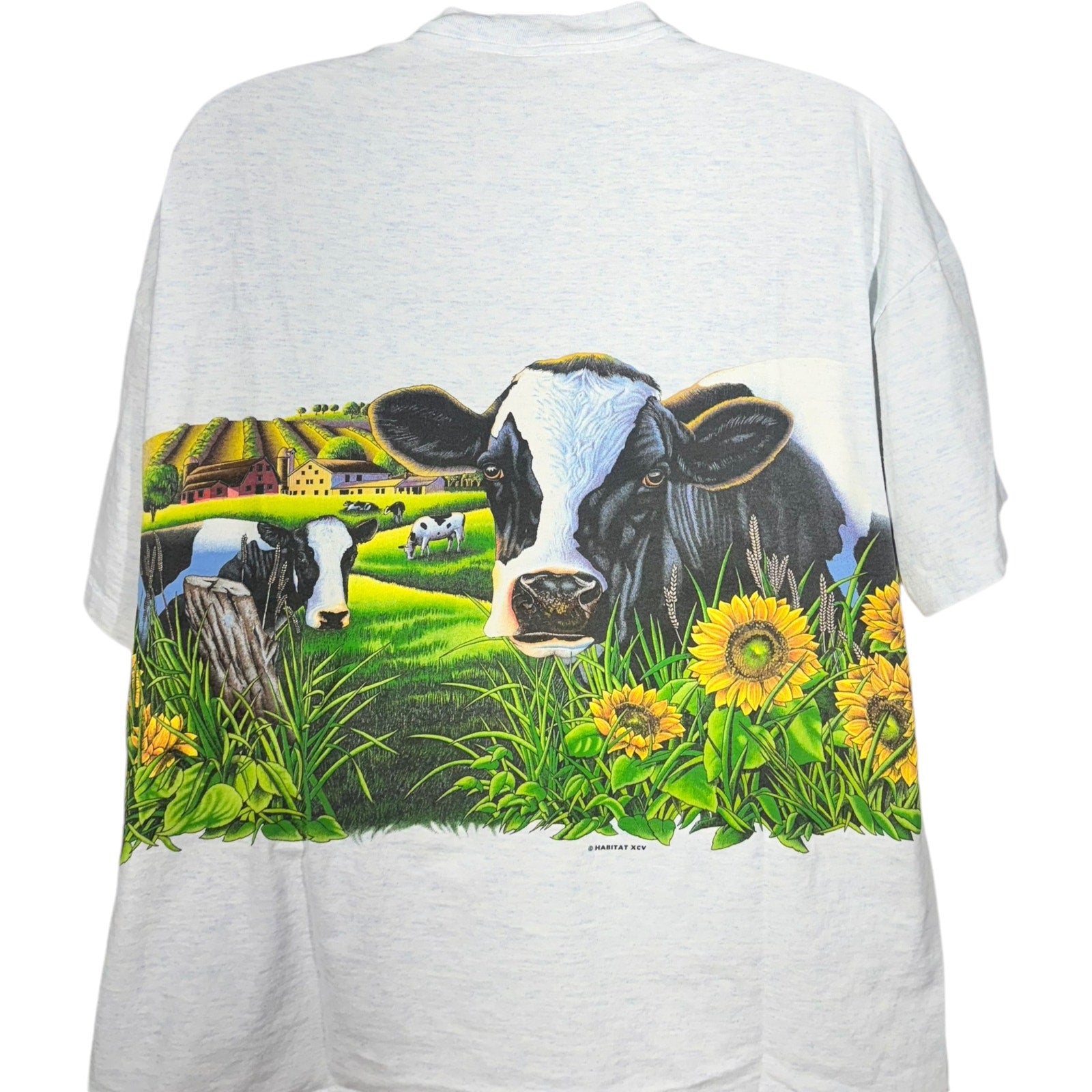 Vintage Country Farm Landscape Cow Wrap Around Nature Tee