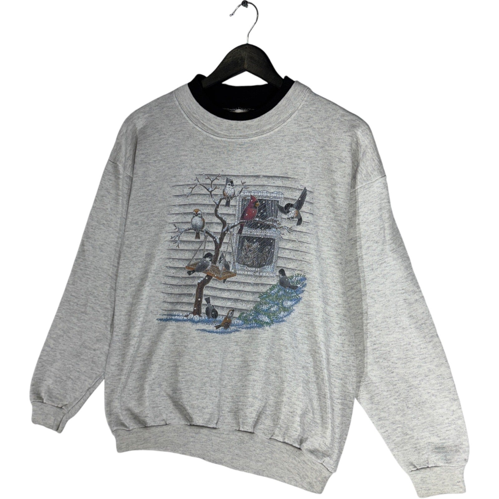 Vintage Women's Winter Birds Nature Crewneck 90s