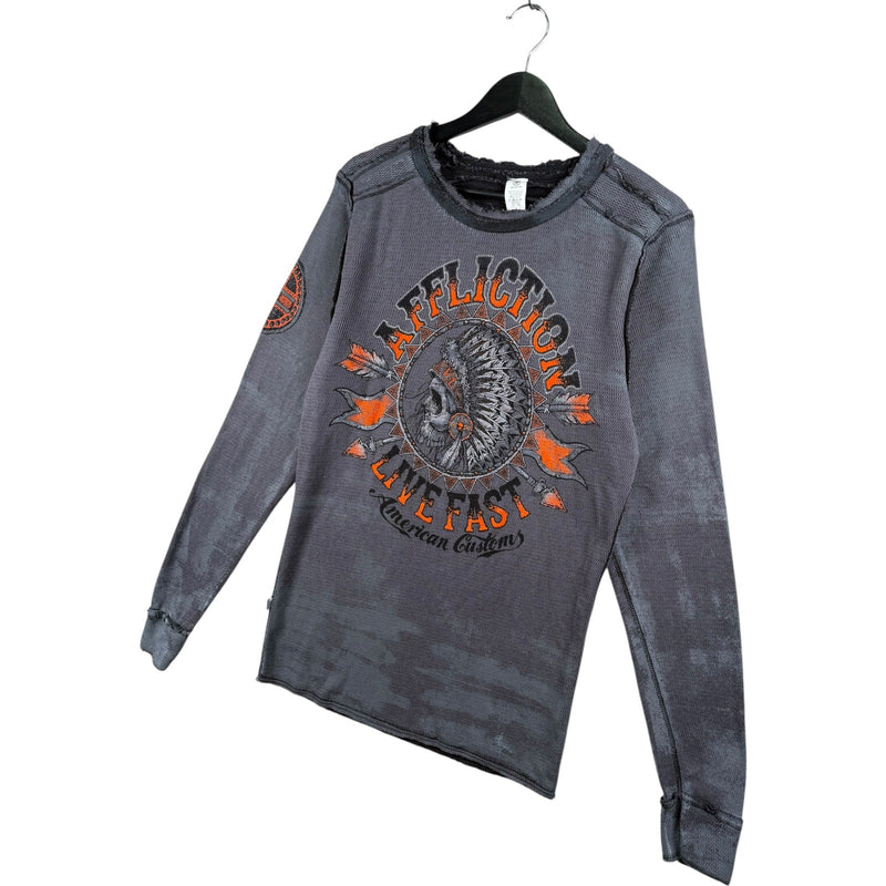 Vintage Affliction Live Fast Skull Graphic Long Sleeve