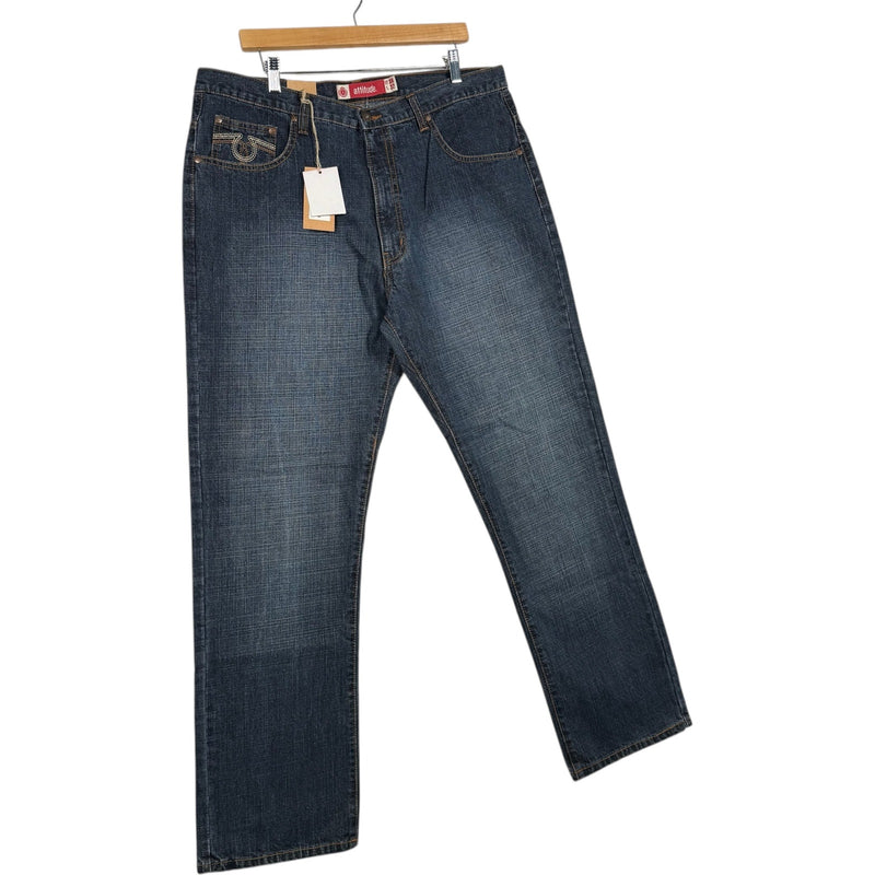 Vintage Attitude Dark Wash Straight Leg Denim Jeans 36x32