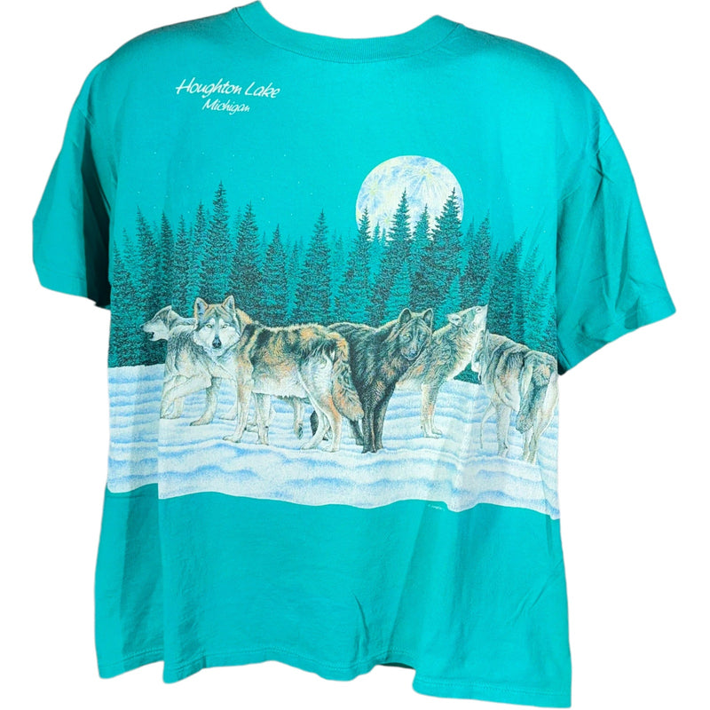 Vintage Houghton Lake Michigan Wolf Pack Souvenir Tee