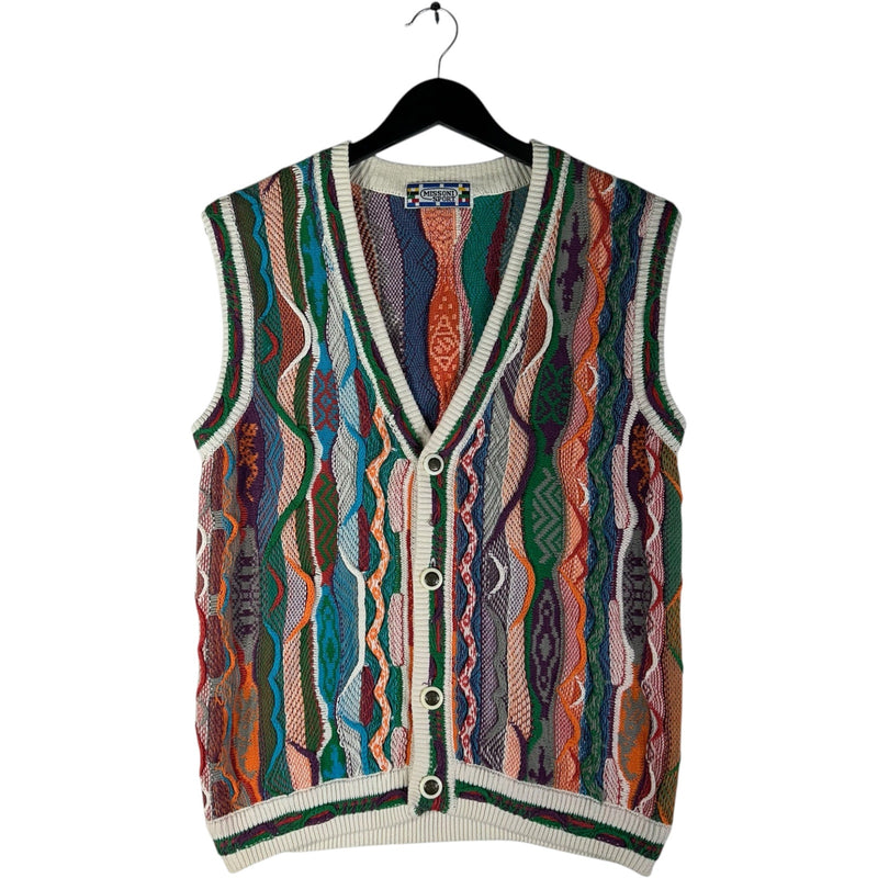 Vintage Missoni Sport 3D Knit Button Up Sweater Vest