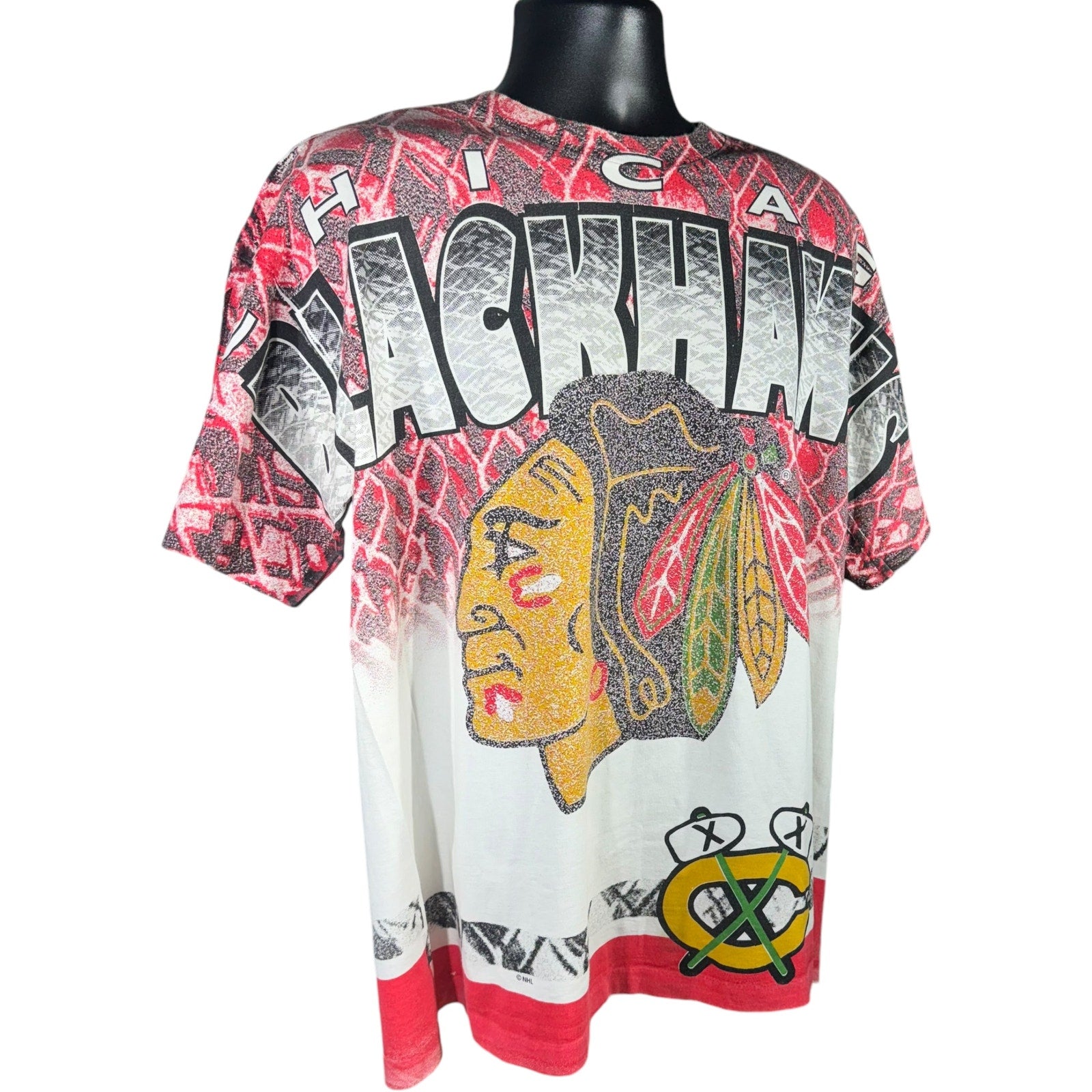 Vintage Chicago Blackhawks Big Face AOP Tee