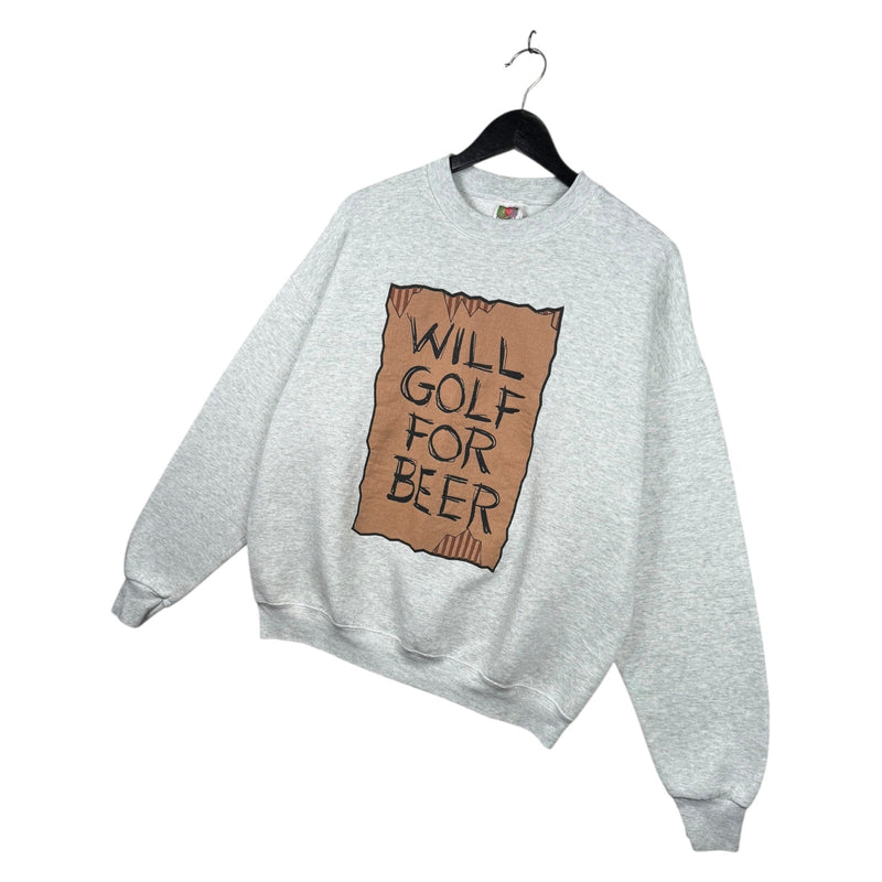 Vintage Will Golf For Beer Graphic Print Crewneck