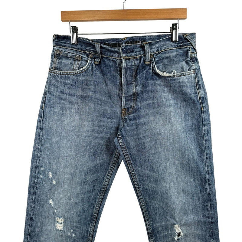 Vintage Distressed Straight Leg Denim Jeans 33
