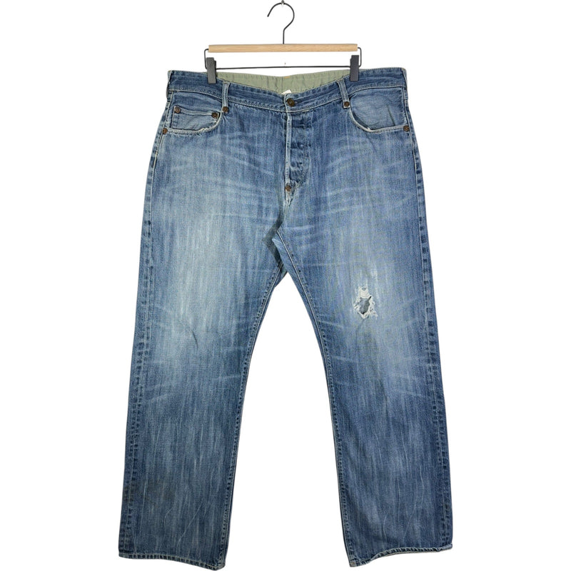 Vintage Straight Leg Distressed Denim Jeans