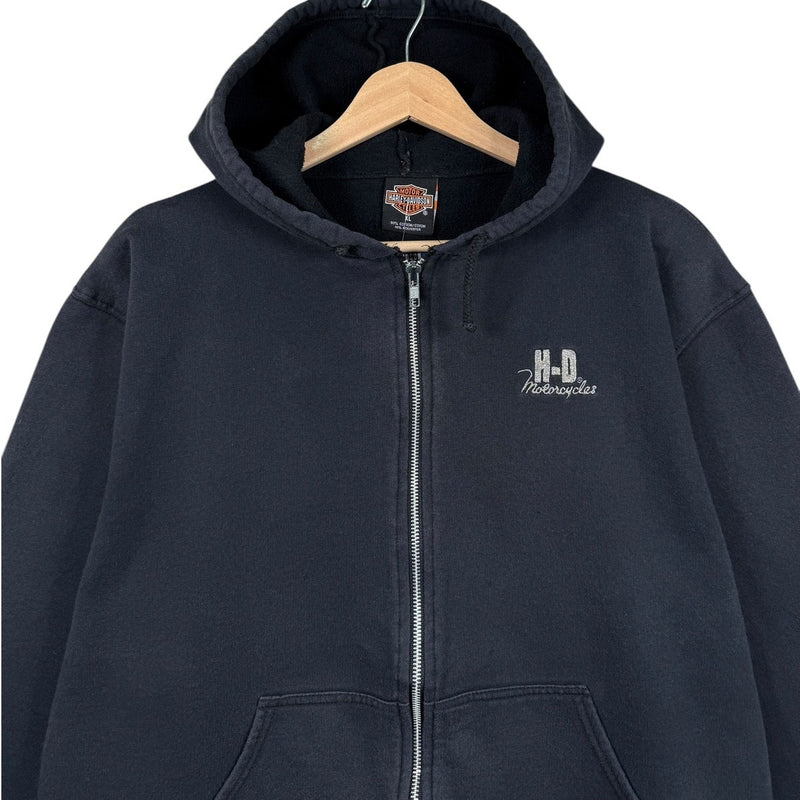 Vintage Harley Davidson H-D Embroidered Zip Up Hoodie