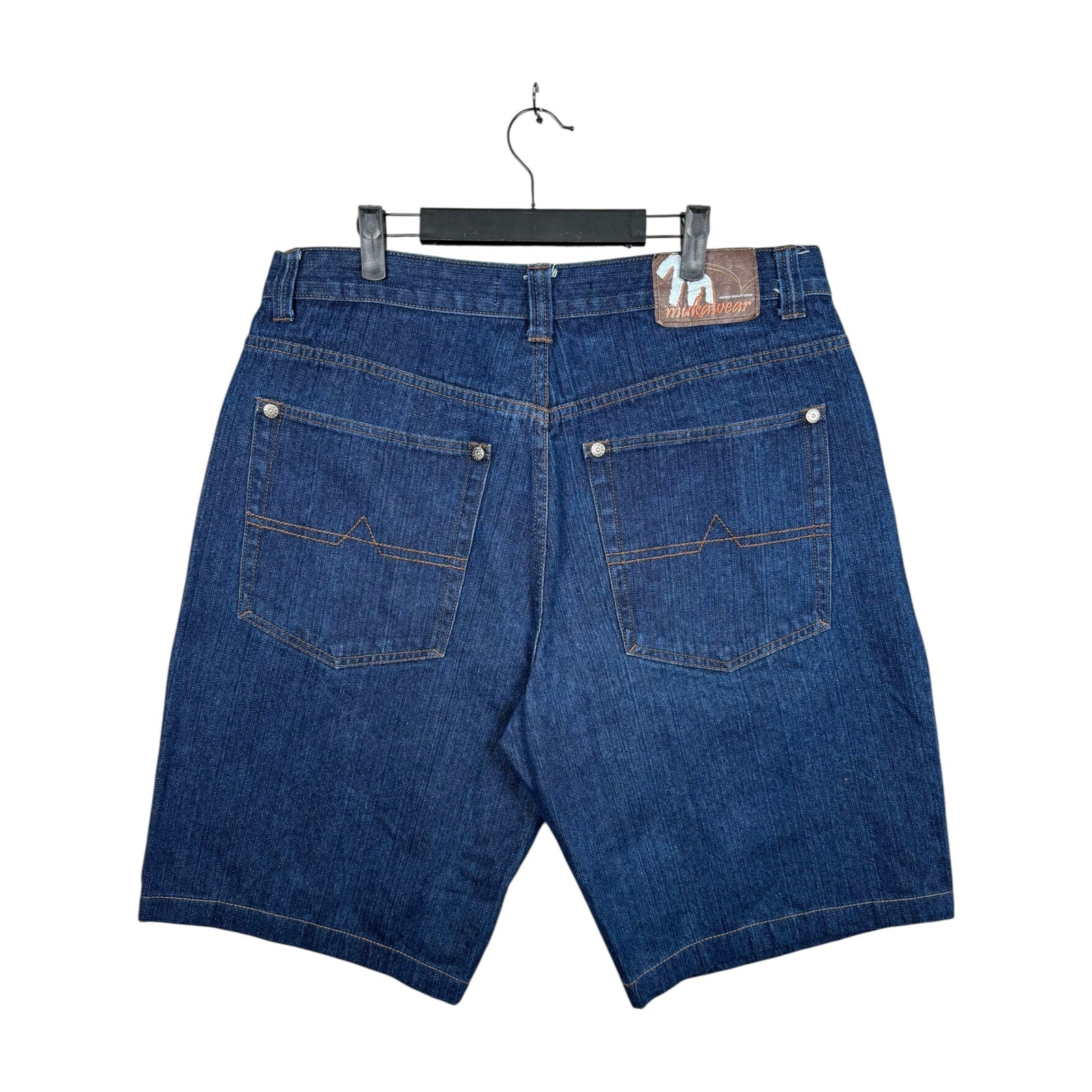 Vintage Straight Med-Wash Bermuda Jean Denim Shorts 38