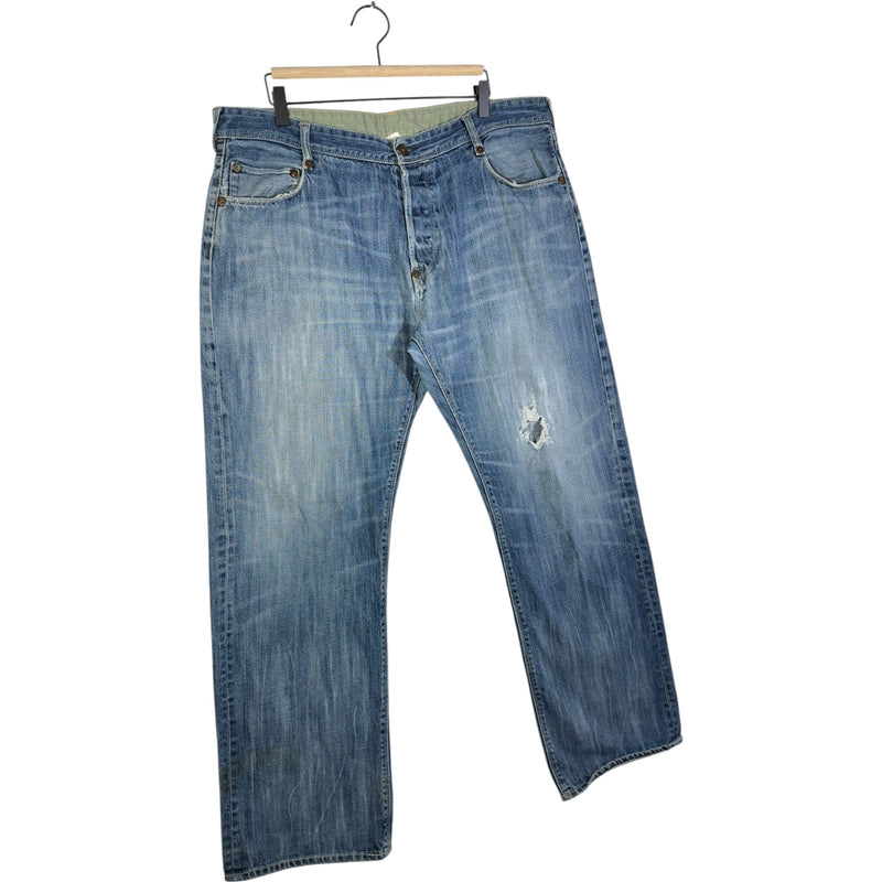 Vintage Straight Leg Distressed Denim Jeans