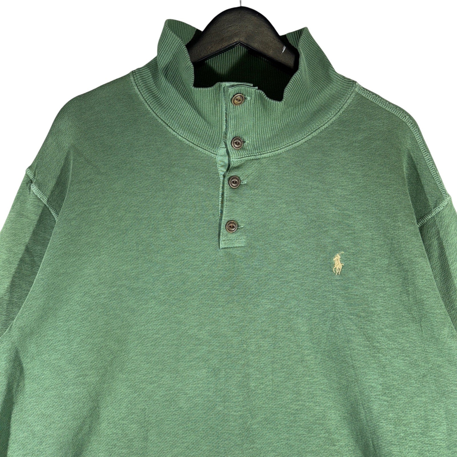 Vintage Polo by Ralph Lauren 90's Green Button Sweater - Size fashion Medium