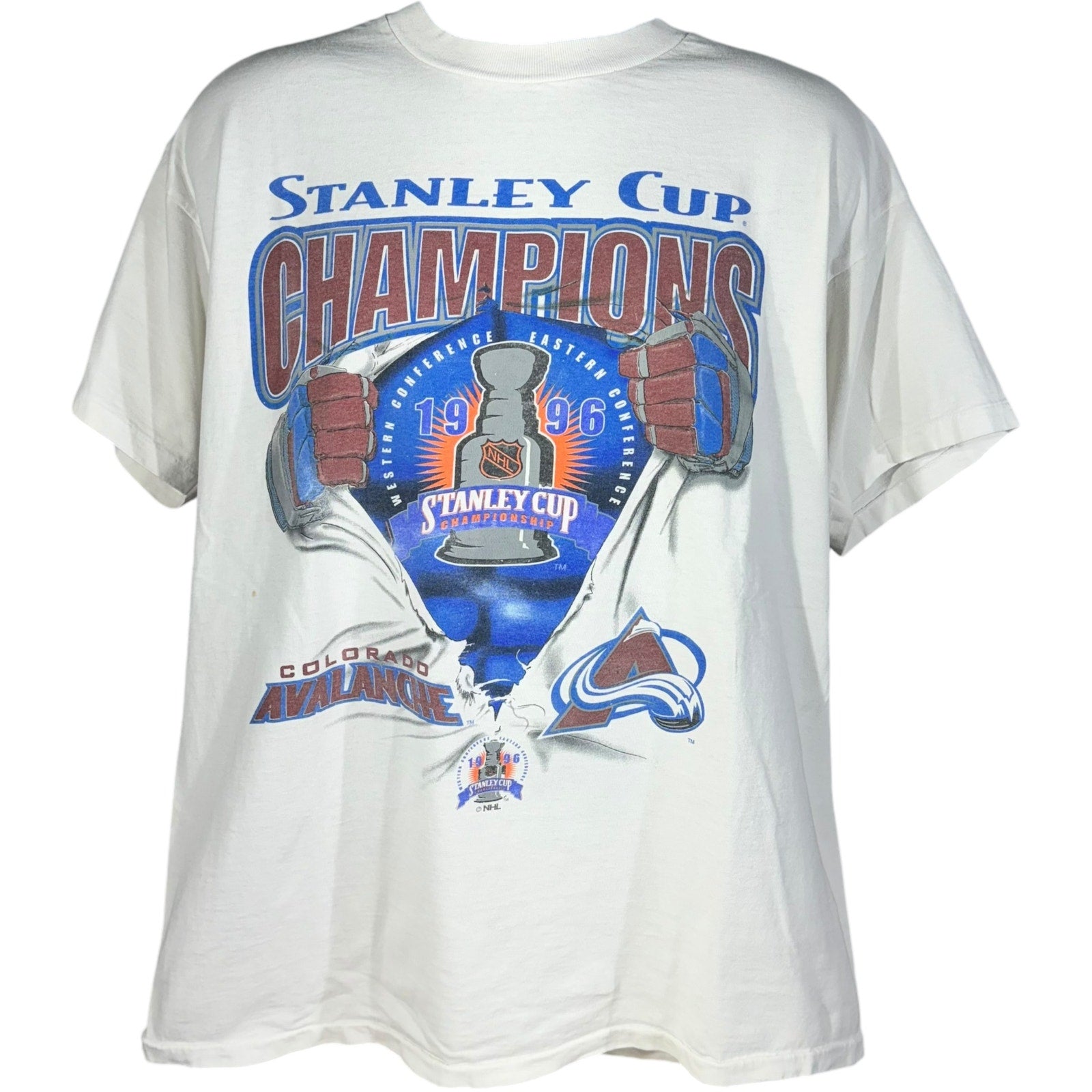 Vintage Colorado Avalanche Stanley Cup Champions Breakthrough Tee 1996