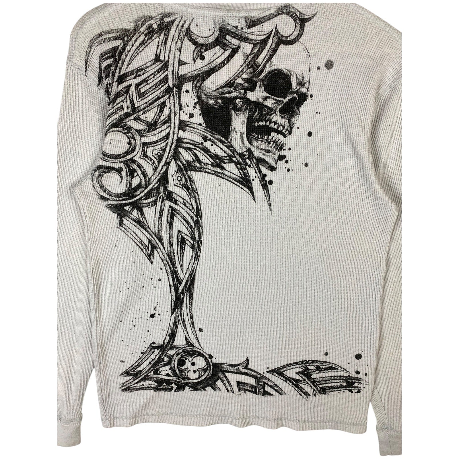 Vintage MMA Elite Skull Tribal Thermal Long Sleeve T-Shirt