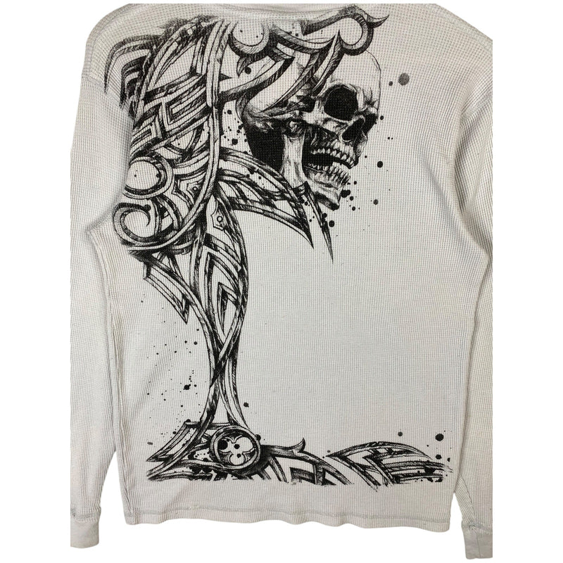 Vintage MMA Elite Skull Tribal Thermal Long Sleeve T-Shirt