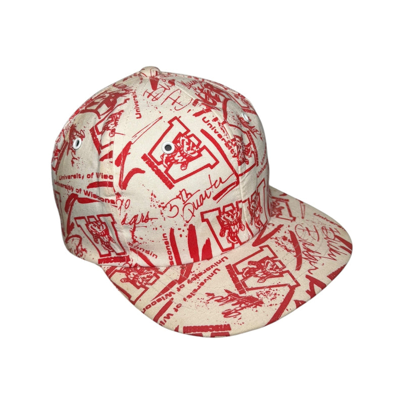Vintage University Of Wisconsin Badgers AOP Strapback Hat OSFA
