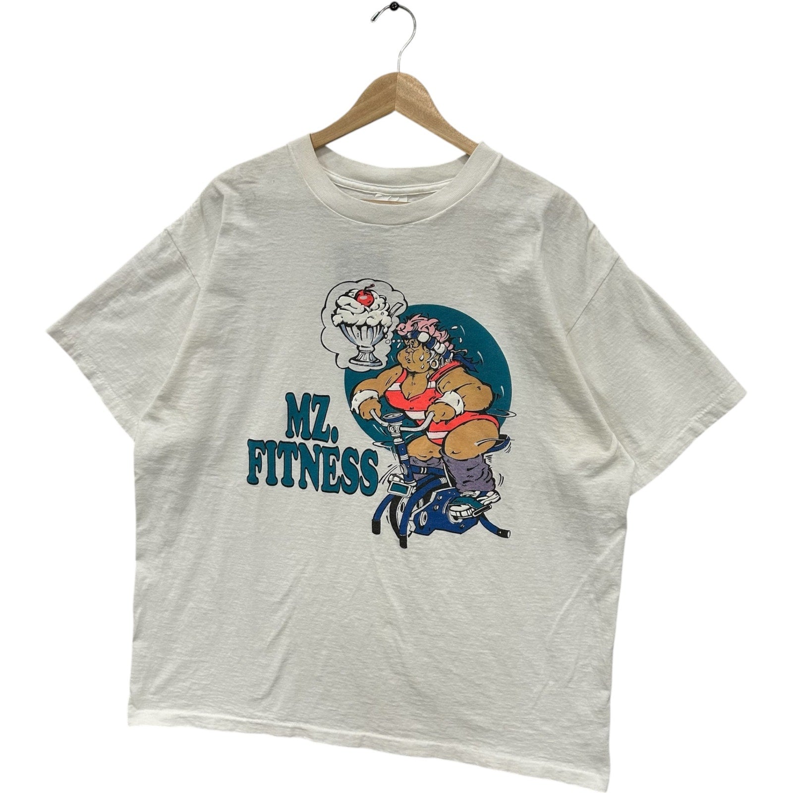 Vintage Mz. Fitness Cartoon Humor Novelty Tee