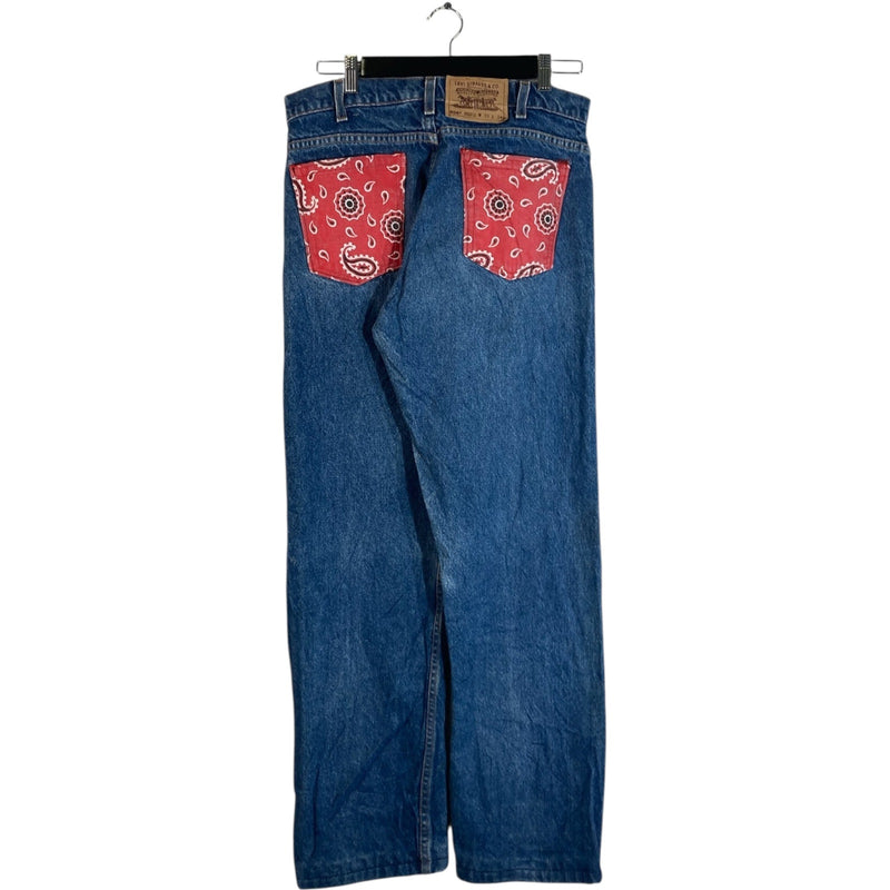Vintage Levi's 505 Paisley Pocket Straight Leg Jeans 33 x 34
