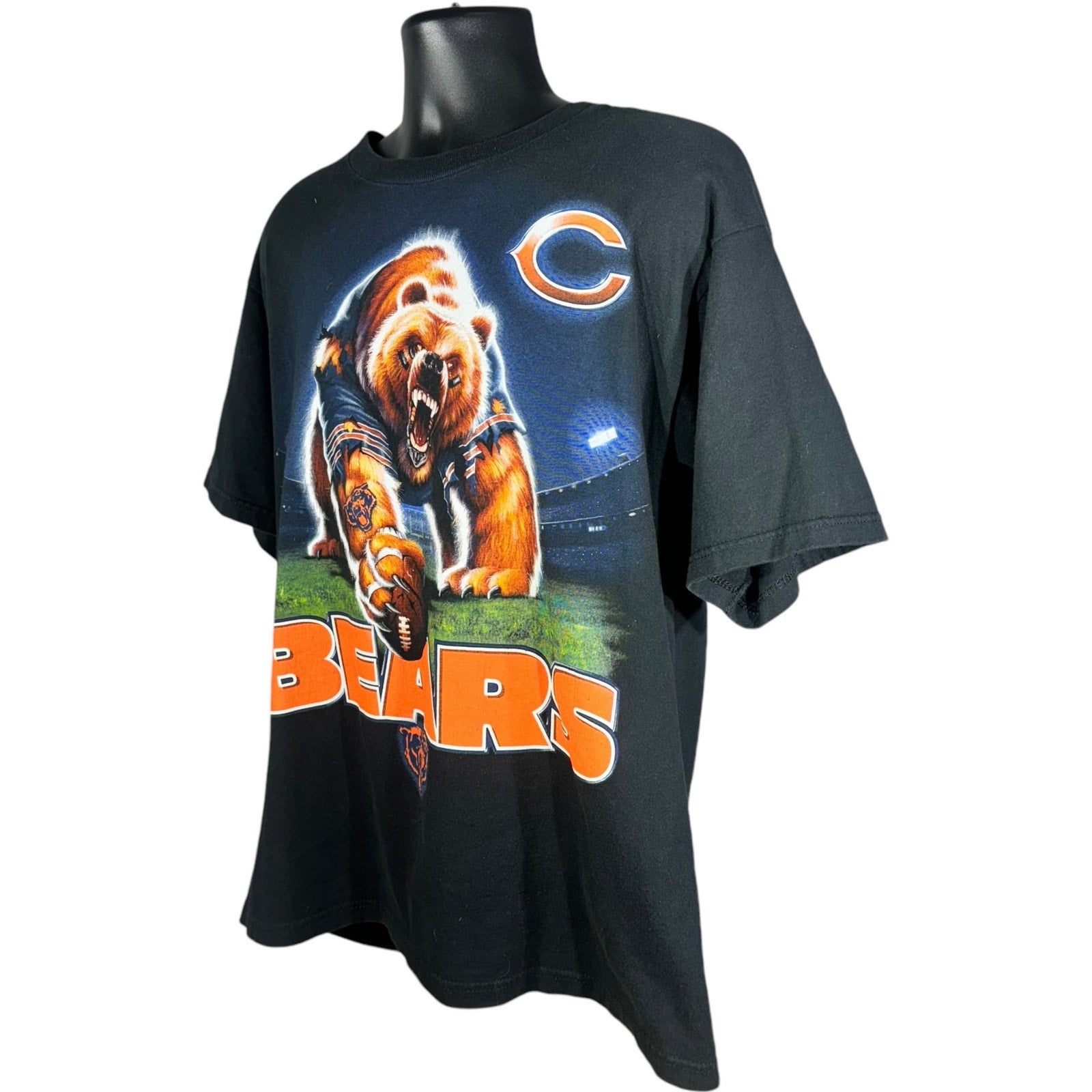 Vintage Liquid Blue Chicago Bears Grizzly Graphic NFL Tee