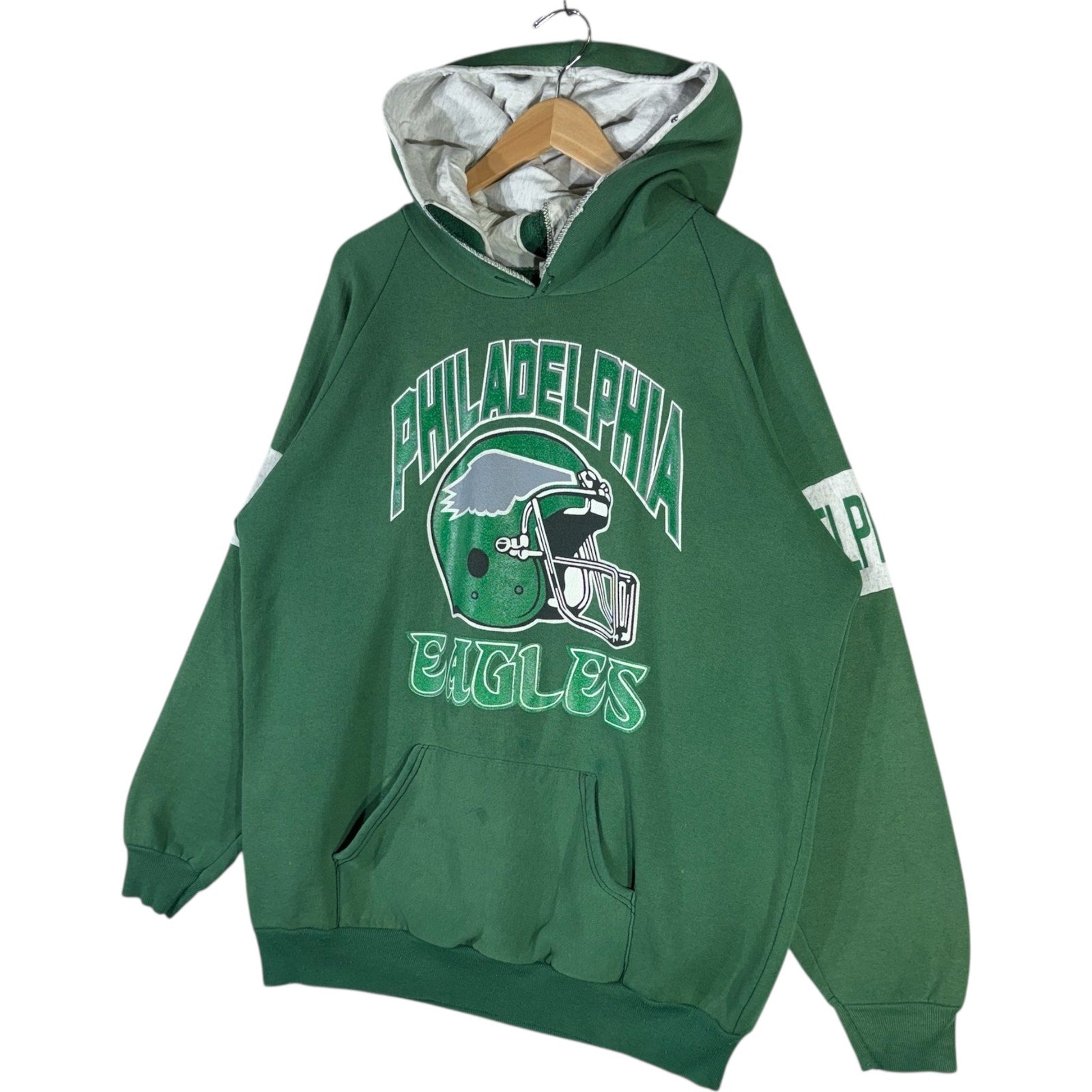 Vintage Philadelphia Eagles Helmet Spellout NFL Hoodie