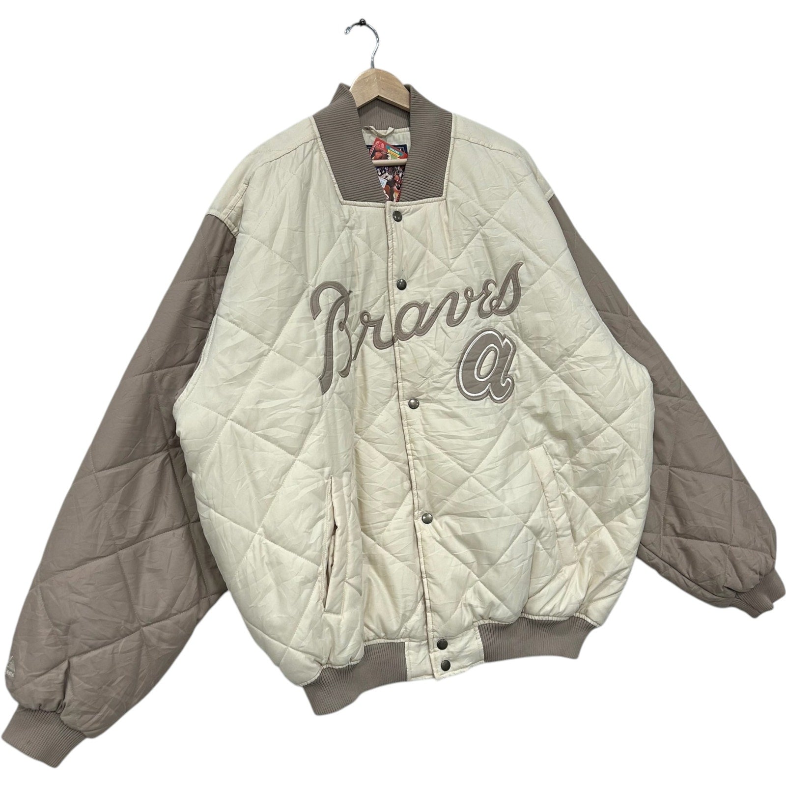 Vintage Majestic Atlanta Braves MLB Quilted Bomber Jacket