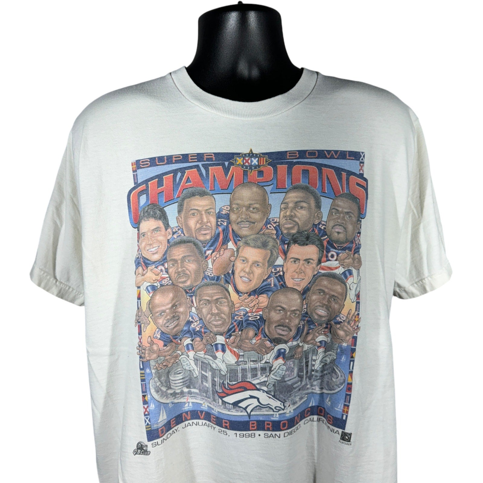 Vintage Denver Broncos Super Bowl XXXll Champions Caricature Pro Player Tee