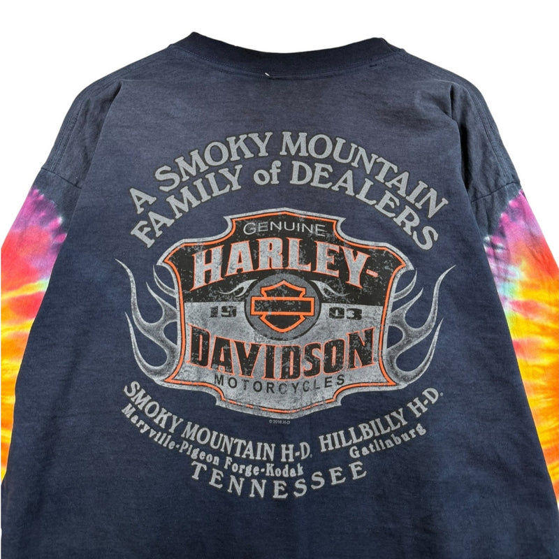 Vintage Harley Davidson Tie Dye Smoky Mountain Tennessee Long Sleeve Shirt