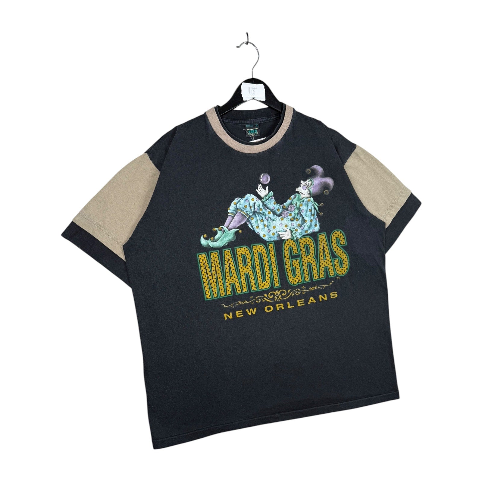 Vintage Mardi Gras Two-Tone Jester Graphic T-Shirt