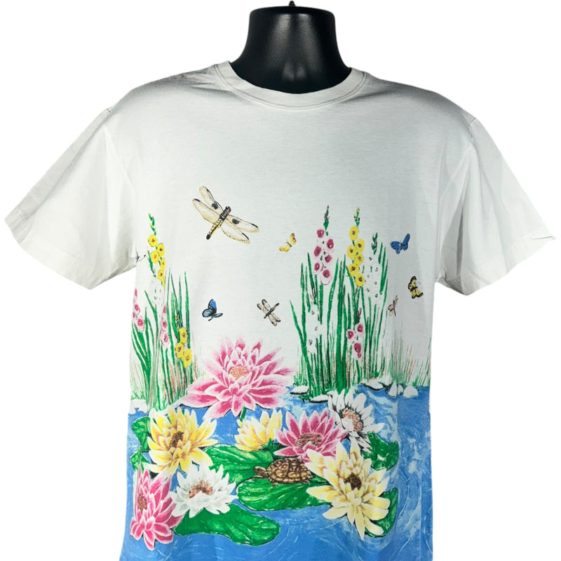 Vintage Water Color Pond Nature AOP Tee 90s