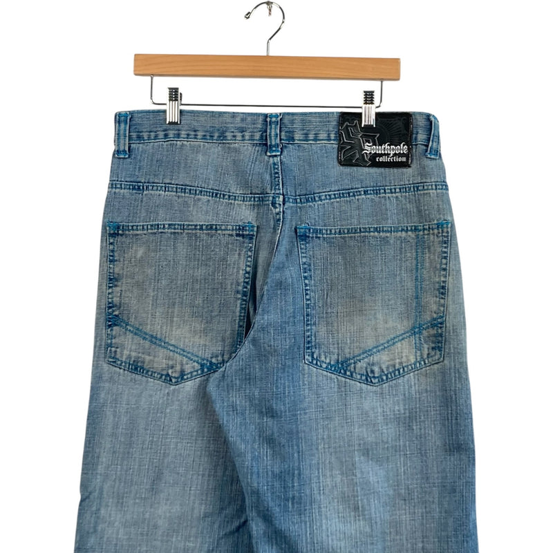 Vintage Southpole Faded Wide Leg Denim Jeans 35 x 30