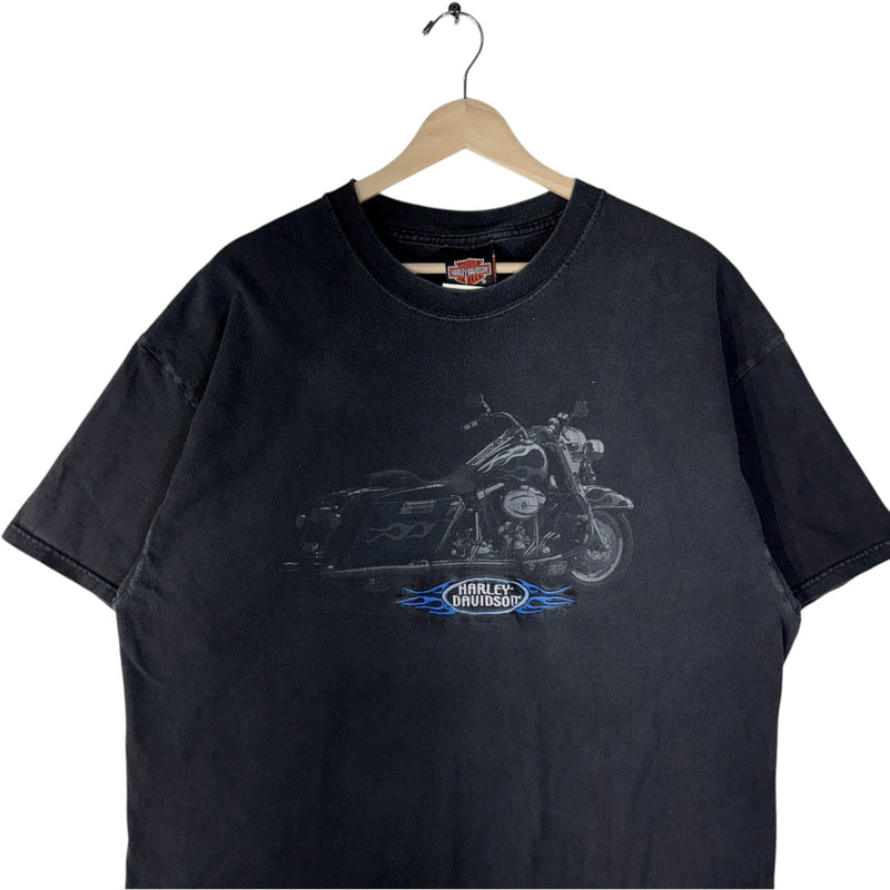 Vintage Harley Davidson Blue Flames Motorcycle Tee