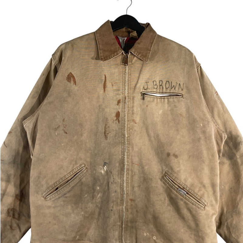 Vintage Carhartt J. Brown Distressed Full Zip Canvas Jacket
