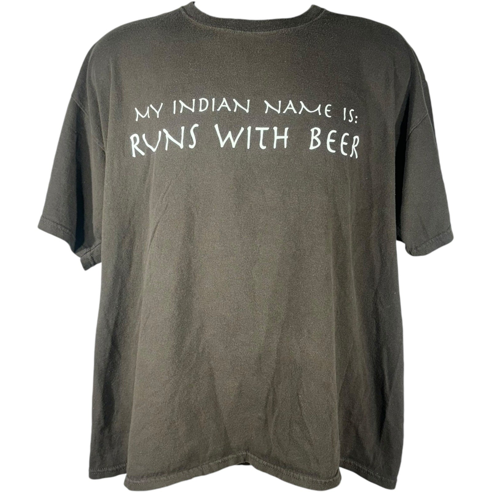 Vintage "My Indian Name is: Runs With Beer" Parody Tee