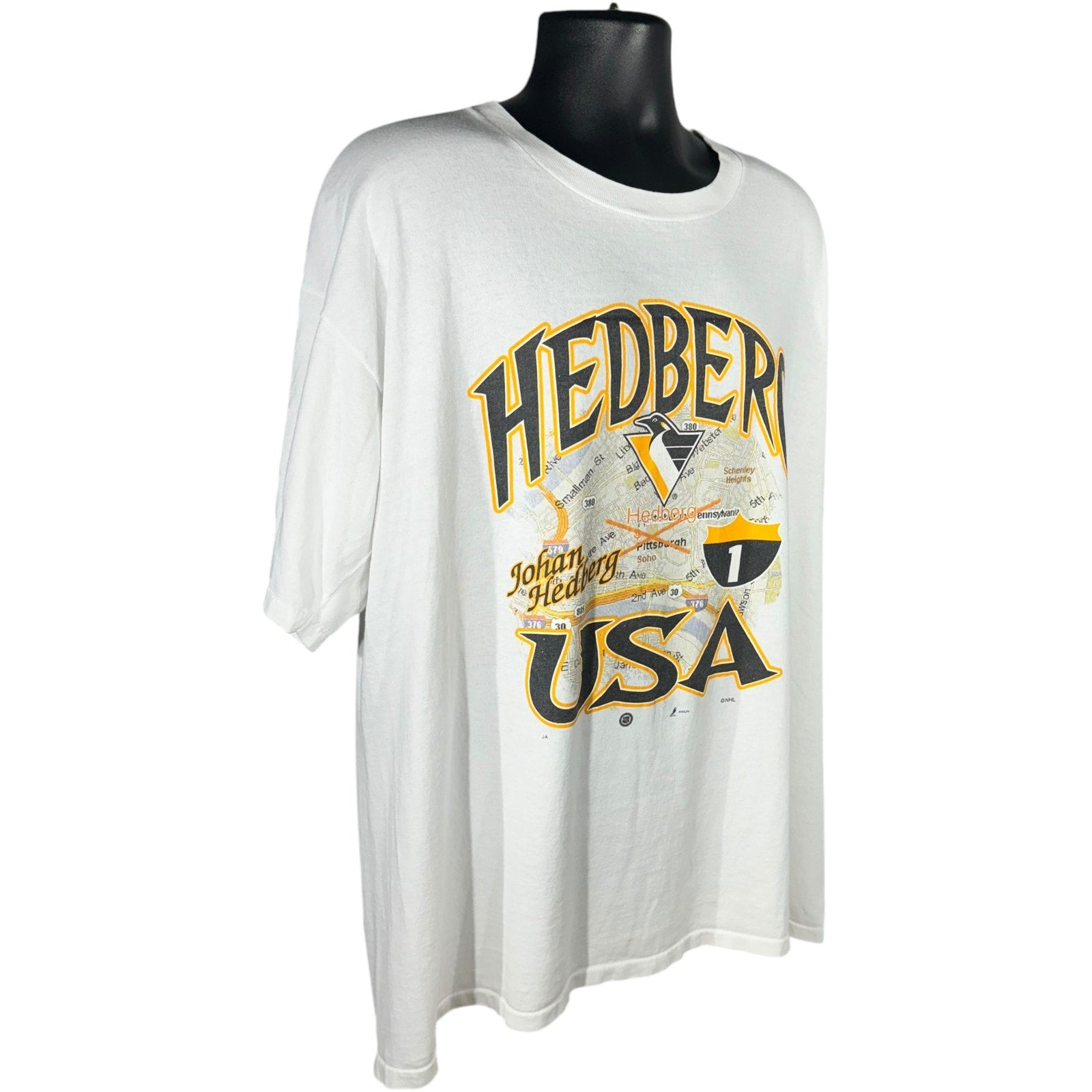 Vintage NHL Pittsburgh Penguins Hedberg USA Map Tee