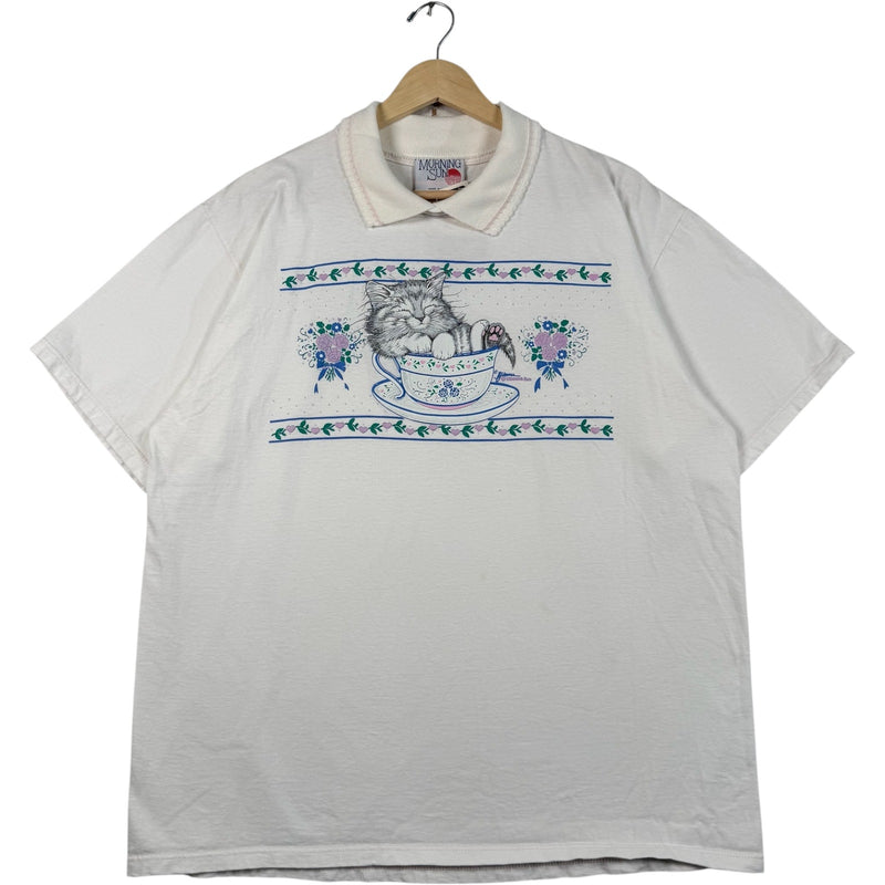 Vintage Kitten Sleeping In A Tea Cup Short Sleeve Polo