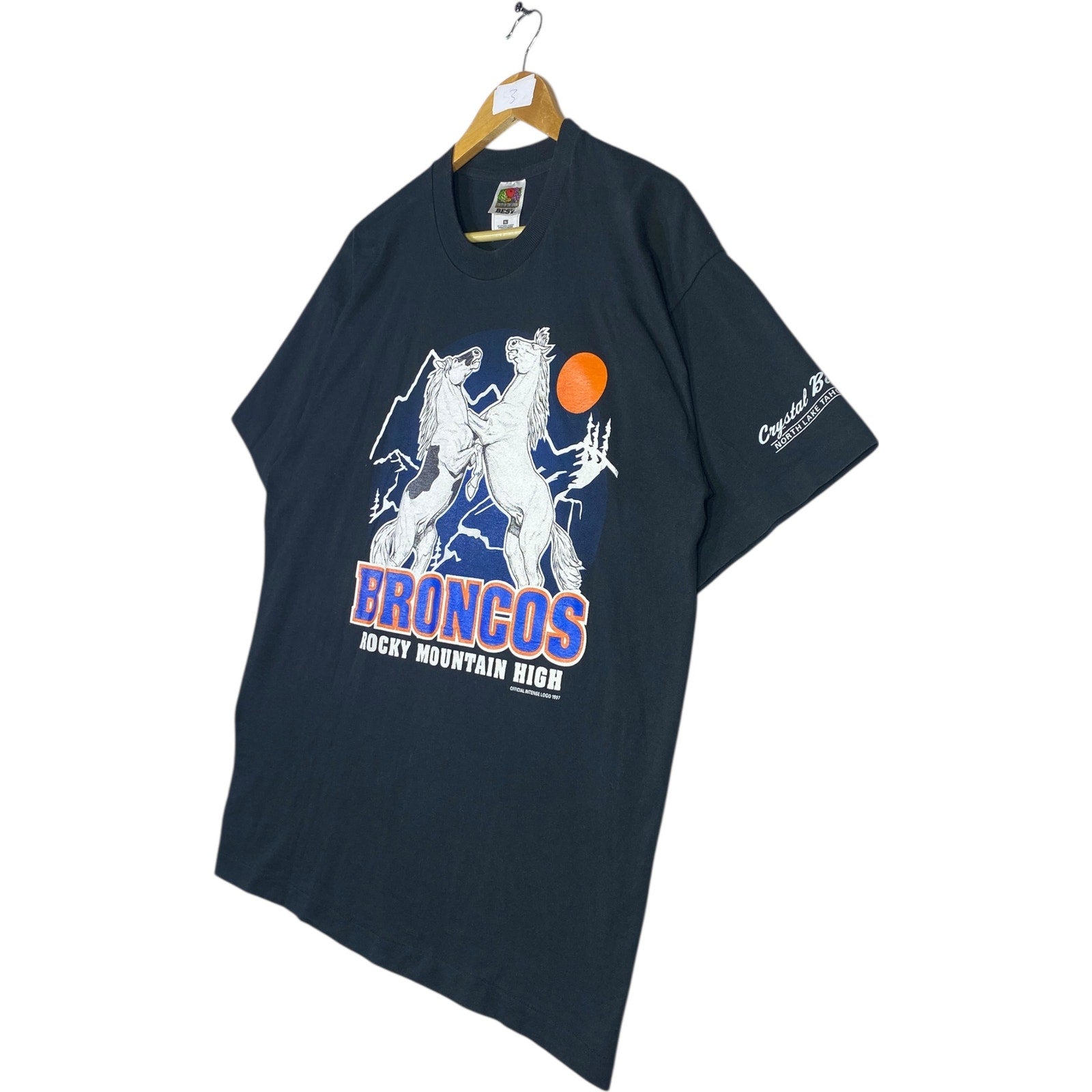 Vintage Broncos Rocky Mountain High Horses Graphic T-Shirt
