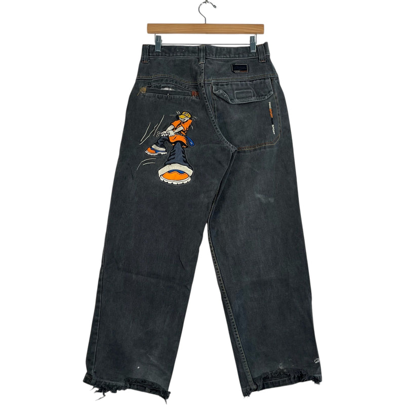 Vintage Paco Jeans Pitbull Graphic Wide Leg Denim Jeans 31 x 31