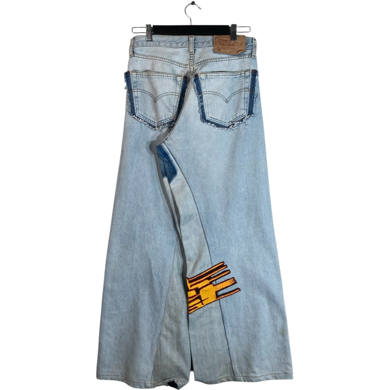Vintage Levi's Cut & Sew Wide Leg Denim Jeans 30 x 28