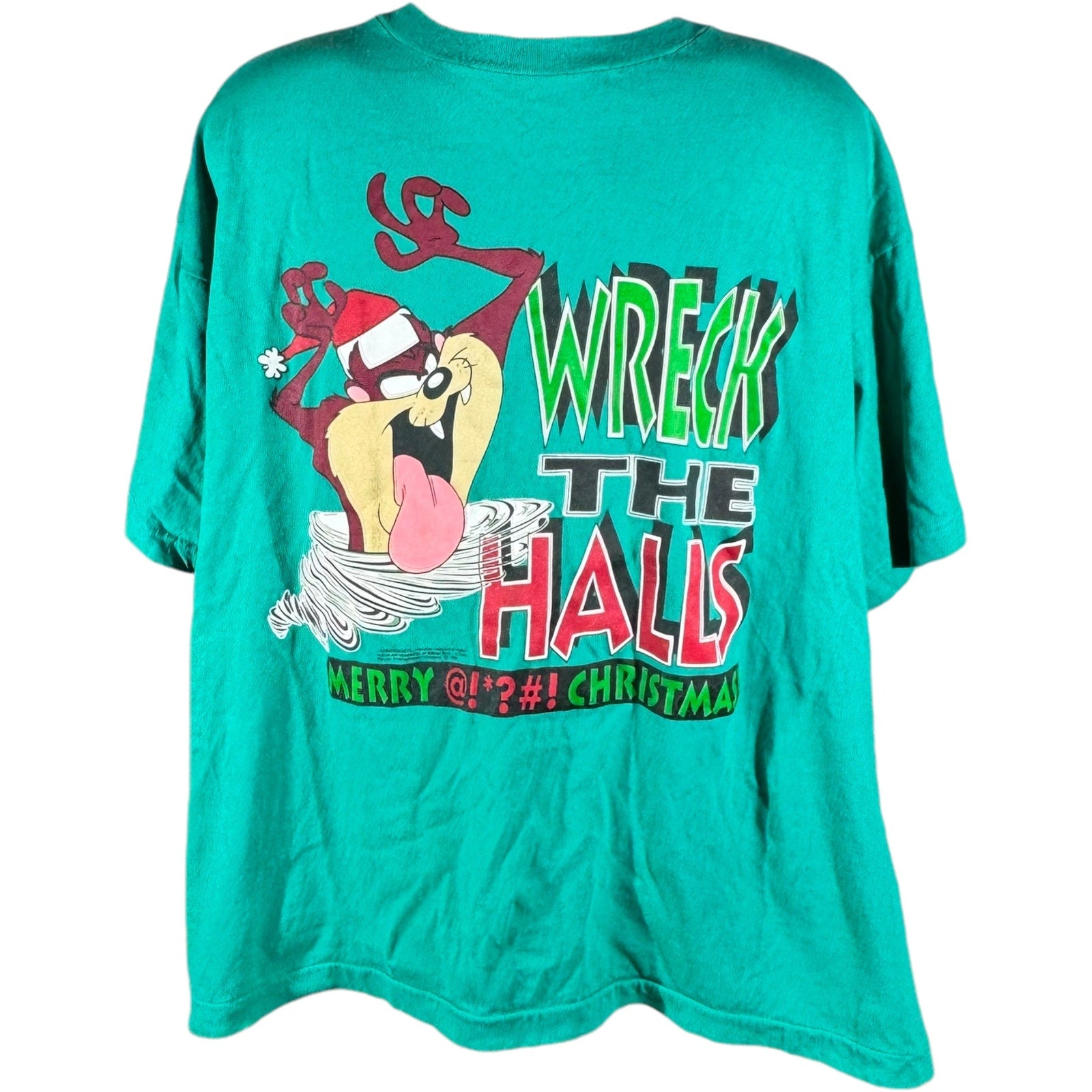 Vintage Looney Tunes Taz "Wreck The Halls" Christmas Tee