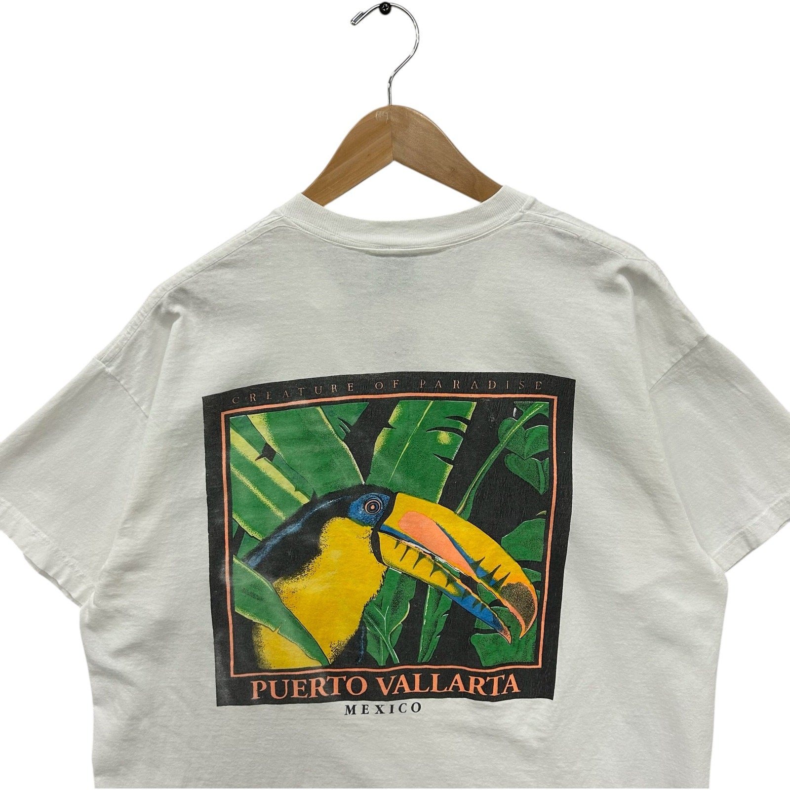 Vintage Puerto Vallarta Mexico Toucan Bird Double Sided Souvenir Tee