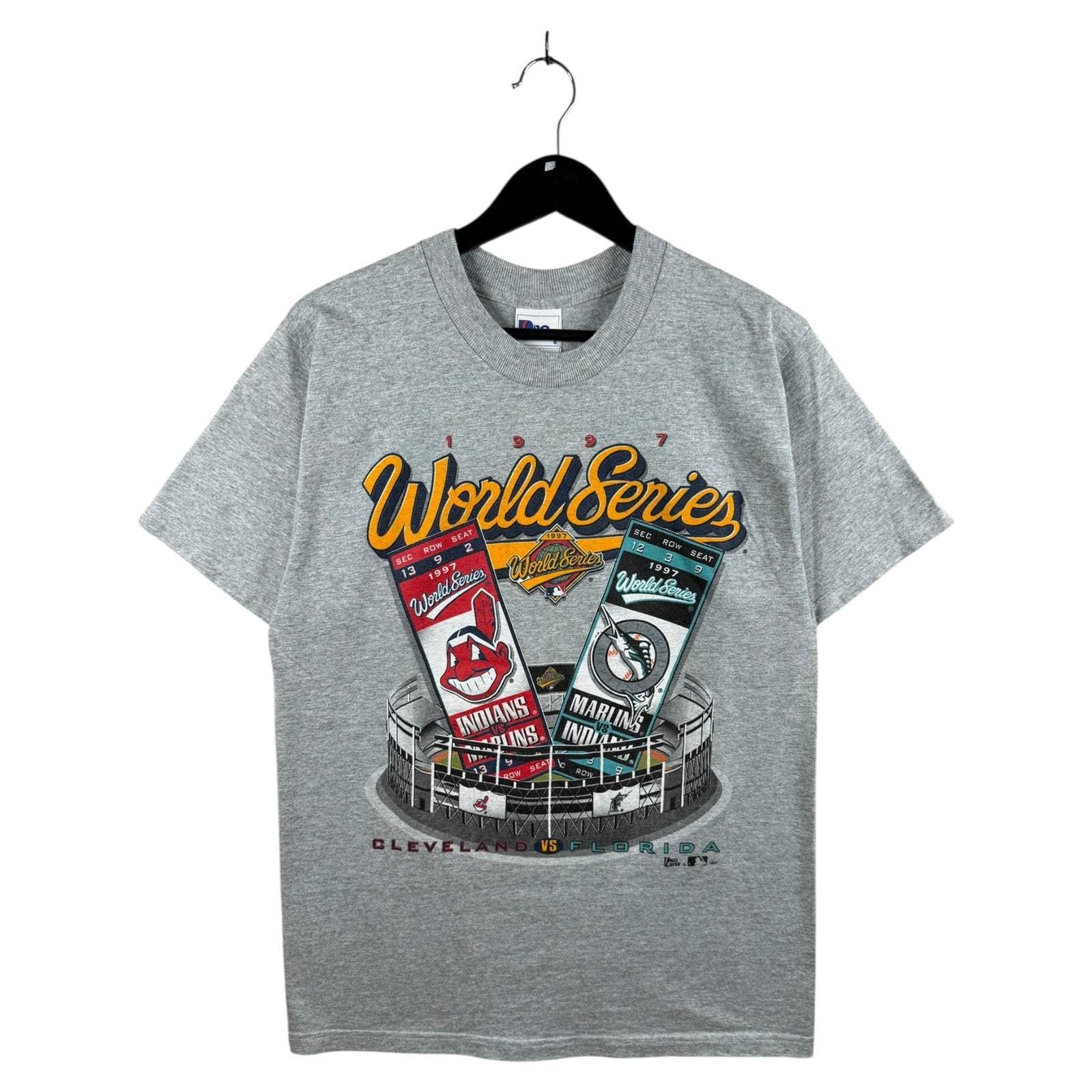 Vintage MLB World Series Cleveland Indians vs Florida Marlins T-Shirt