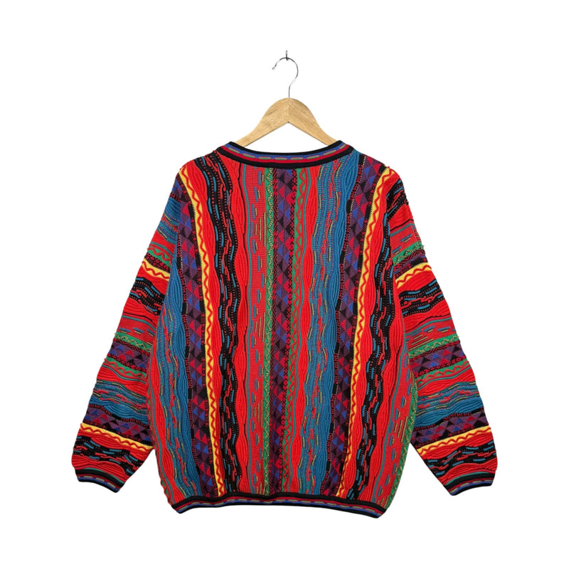 Vintage Tundra Coogi Style Knit V-Neck Sweatshirt