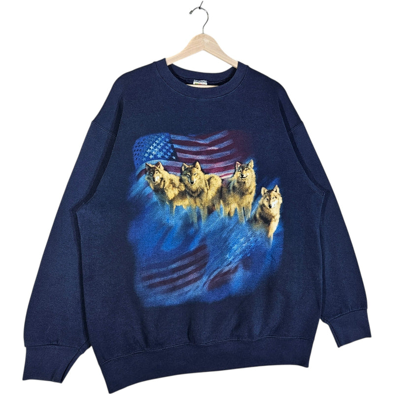 Vintage Wolf Pack USA Flag Crewneck XL