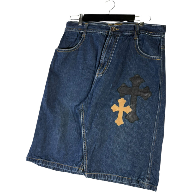 Y2K Decibel With Cross Patches Denim Shorts 36x14