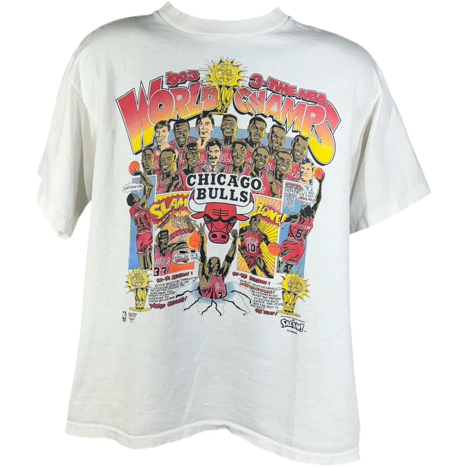 Vintage Chicago Bulls 3 Time World Champs NBA Tee 1993