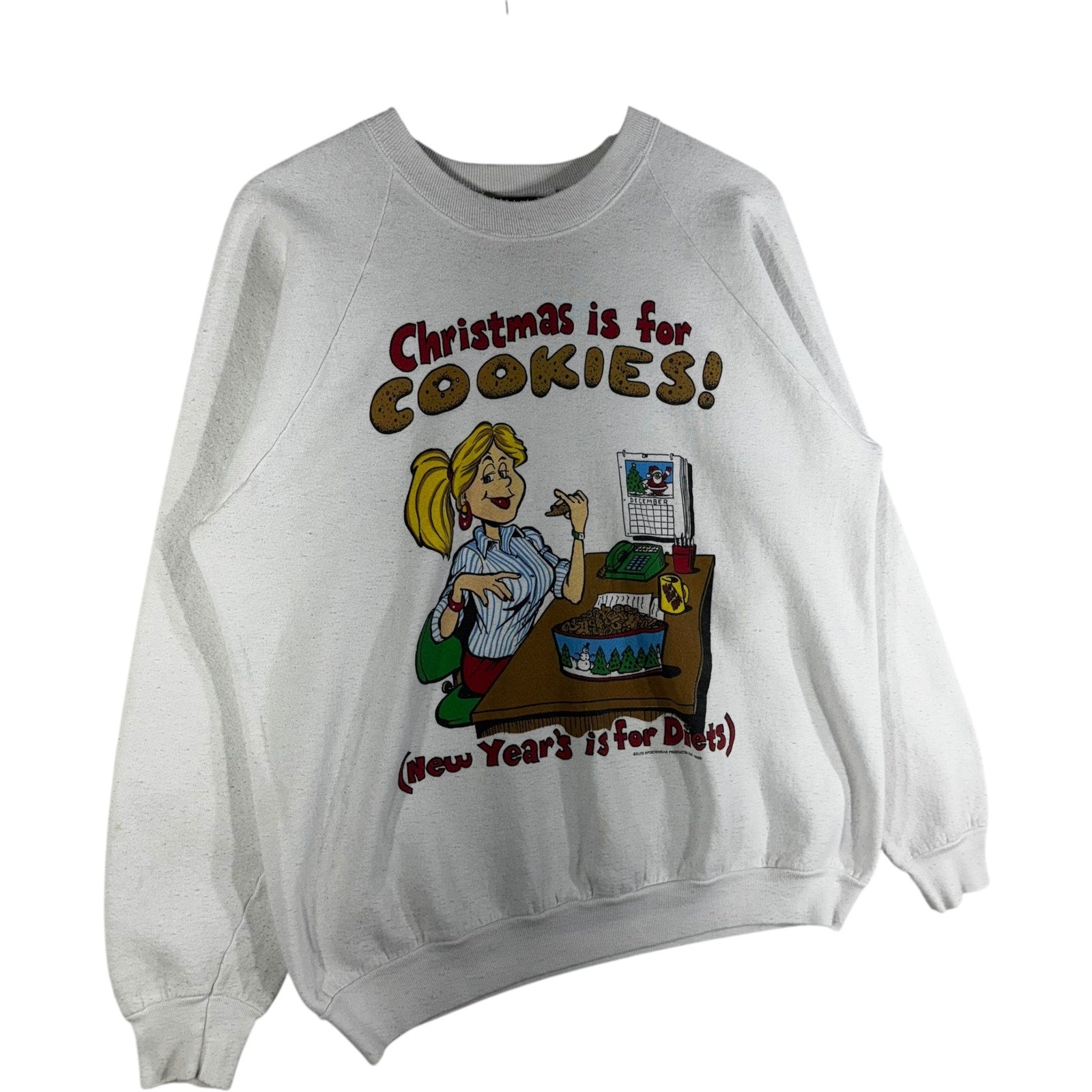 Vintage Women's Christmas is for Cookies Humor Novelty Crewneck 90s