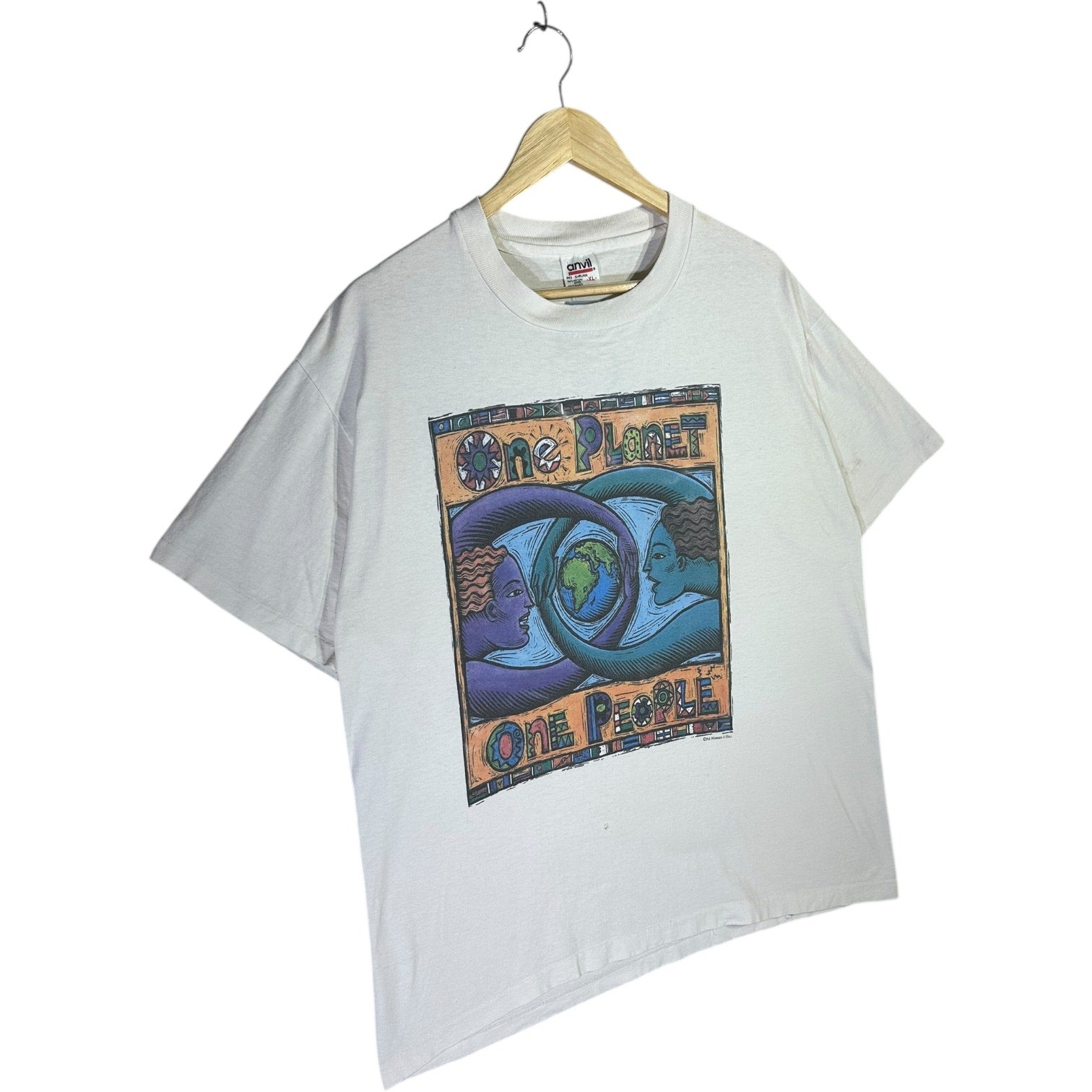 Vintage One Planet One People Earth Art T-Shirt